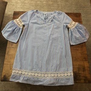 Crown & Ivy dress Blue/White Stripe Small